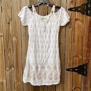 Lapogee Women's adjustable strap open shoulder Sleeve Paisley Dress size m